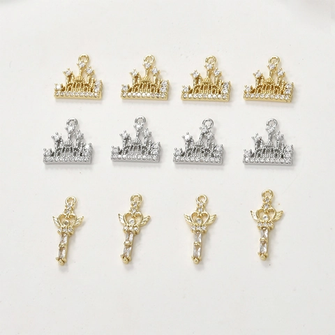 14K Gold Plated Zirconia Castle Magic Wand Pendants For DIY Jewelry Making Bracelet Necklace Earring Copper Accessories