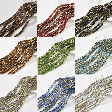 6mm Flat Round Glass Beads With Gold Plated Edge Loose Spacer Beads For DIY Jewelry Making Bracelet Necklace Material