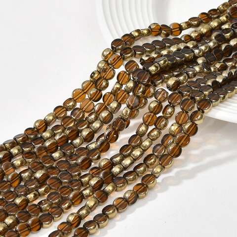 6mm Flat Round Glass Beads With Gold Plated Edge Loose Spacer Beads For DIY Jewelry Making Bracelet Necklace Material