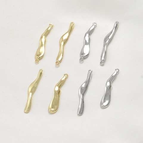 Conectores de Colgantes de Barra de Onda Irregular de Cobre Chapado en Oro de 14k Para Pendientes Collar Pulsera DIY Joyería