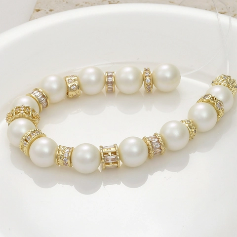14K Gold Plated Copper Zircon Spacer Beads Large Hole Barrel Beads For DIY Handmade Jewelry Making Bracelet Necklace Accessories