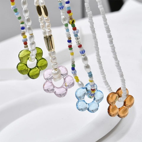Glas Blumenperlen Für Schmuckherstellung Transparent Bunt Hohl Floral Charms Für DIY Halskette Armband Ohrringe Handgemachtes Zubehör