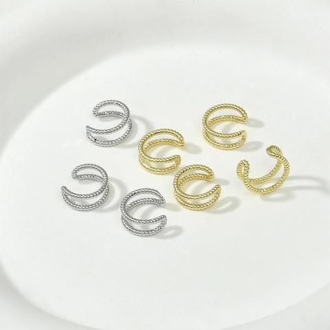 Einfache Kupfer Doppelschicht Gedrehte Ohrklemmen Ohne Ohrloch Clip Auf Ohrringe Zubehör DIY Handgefertigter Schmuck Zubehör