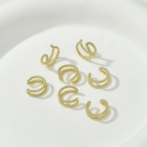 Einfache Kupfer Doppelschicht Gedrehte Ohrklemmen Ohne Ohrloch Clip Auf Ohrringe Zubehör DIY Handgefertigter Schmuck Zubehör