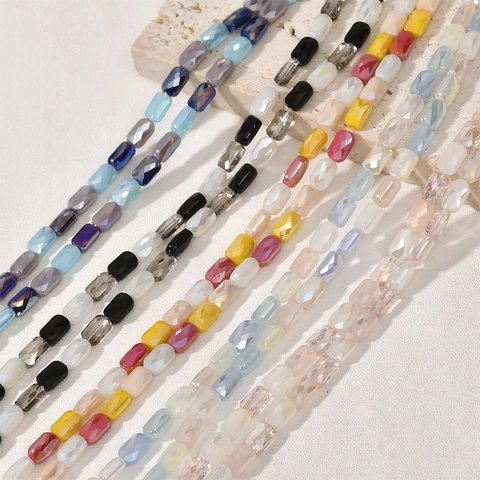 Rechteckige Facettierte Kristallglas Perlen Für DIY Schmuckherstellung Mischfarben Galvanisierte Lose Perlen Für Halsketten Armbänder Pro Strang