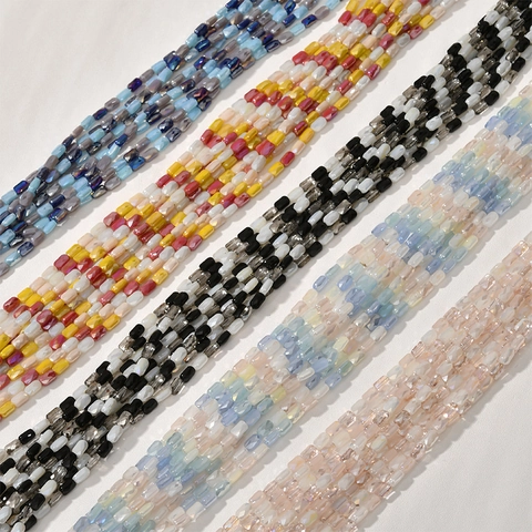 Rechteckige Facettierte Kristallglas Perlen Für DIY Schmuckherstellung Mischfarben Galvanisierte Lose Perlen Für Halsketten Armbänder Pro Strang