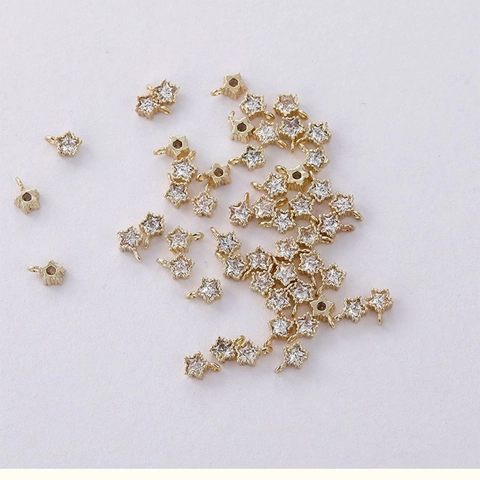 Ciondolo in Rame Placcato Oro 14K a Forma di Cuore e Stella con Zircone Solo Ciondolo Senza Catena Charms DIY per Gioielli