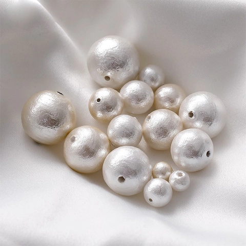 Textured Artificial Shell Pearl Beads For Jewelry Making DIY Handmade Crafts Round Cotton Pearl Beads With Straight Hole