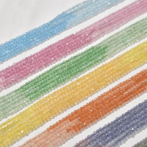 Tiras de Cuentas de Cristal Artificial Ojo de Gato Facetadas Coloridas para Creación de Joyas DIY Collares Pulseras Accesorios