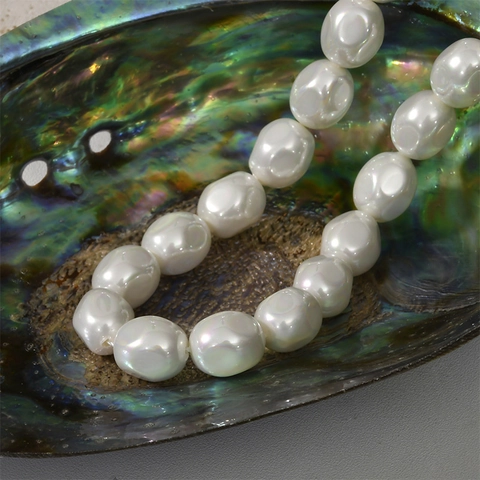 Iridescent Baroque Irregular Faceted Oval Round Shell Pearl Beads For DIY Jewelry Making Bracelet Necklace Accessories