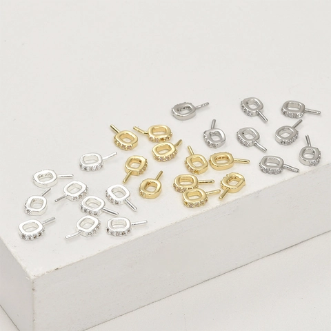 14k Gold Plated Copper Square Zirconia Pendant Clasp DIY Jewelry Findings Cubic Zirconia Inlaid Connector For Necklace Bracelet Making Accessories