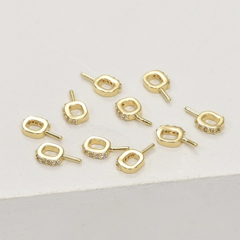 14k Gold Plated Copper Square Zirconia Pendant Clasp DIY Jewelry Findings Cubic Zirconia Inlaid Connector For Necklace Bracelet Making Accessories