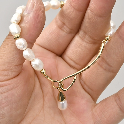 Ensemble de Fermoirs OT en Cuivre Plaqué Or 14K Connecteurs de Pendentif Künstliche Perle pour la Fabrication de Bijoux DIY Collier Bracelet