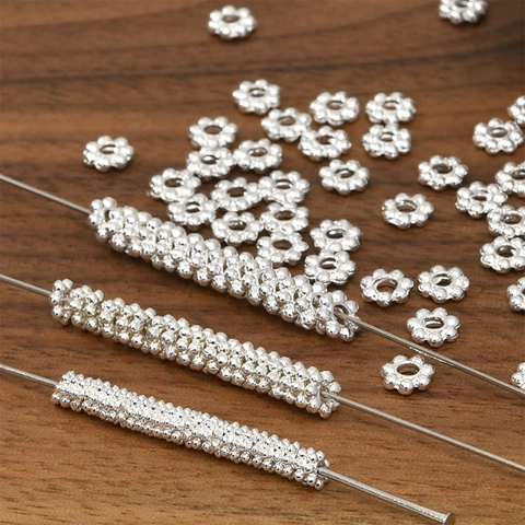 Silver Plated Copper Snowflake Flower Bead Caps Spacer Beads For DIY Jewelry Making Bracelet Necklace Earrings Craft Findings