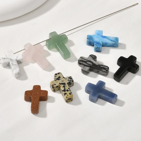 Natürliche Kristallstein Kreuz Anhänger DIY Handgemachte Schmuckherstellung Material Für Halskette Armband Anhänger Bastelbedarf
