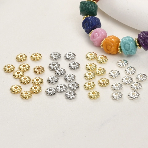 Perline Distanziatrici Girasole in Rame Placcato Oro 14k Perline Allentate a Fiore per Creazione Gioielli Fai da Te Bracciale