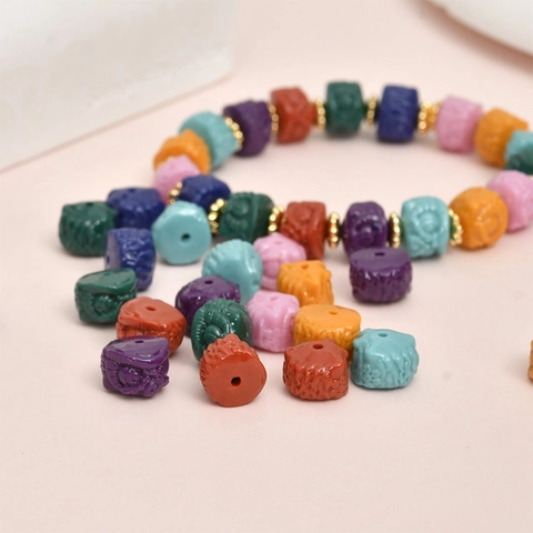 Oriental Lion Head DIY Beads Sea Anemone Powder Composite Charms For Handmade Bracelet Necklace Jewelry Making Accessories