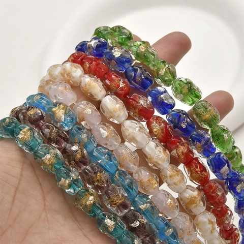 Retro Irregular Gold Foil Lampwork Glass Beads Handmade Loose Beads For DIY Necklace Bracelet Earring Jewelry Findings