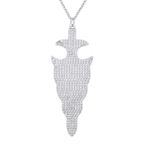 Collar con Colgante de Punta de Flecha Hip Hop con Zirconia Blanca Cadena de Cobre Para Hombre Mujer Joyería de Moda