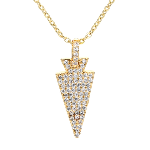 Hip Hop Pijlpunt Hanger Ketting Zirkonia Koper Verguld Geometrische Sieraden Voor Mannen Vrouwen Mode Kettingen