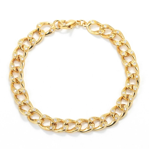 Hip Hop Unisex Kupfer Panzerkette Armband Iced Out Pavé Zirkonia Eingelegt Gold Silber Galvanisiert Punk Schmuck Geschenk