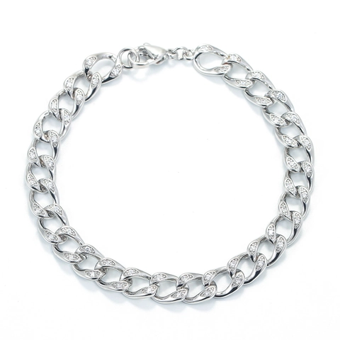 Hip Hop Unisex Kupfer Panzerkette Armband Iced Out Pavé Zirkonia Eingelegt Gold Silber Galvanisiert Punk Schmuck Geschenk