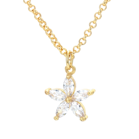 Elegant Zirconia Flower Pendant Necklace Copper Chain For Women Minimalist Dainty Floral Inlaid Necklaces Elegant Jewelry Gift