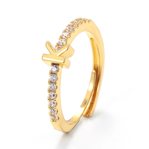 Mode Zirkon Eingelegt 26 Englische Buchstaben Offene Ringe Für Damen Kupfer Gold Silber Plattiert Personalisierte Verstellbare Ringe Schmuck Geschenk
