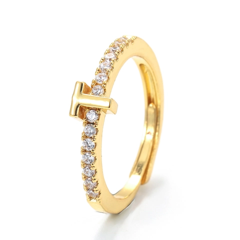 Mode Zirkon Eingelegt 26 Englische Buchstaben Offene Ringe Für Damen Kupfer Gold Silber Plattiert Personalisierte Verstellbare Ringe Schmuck Geschenk