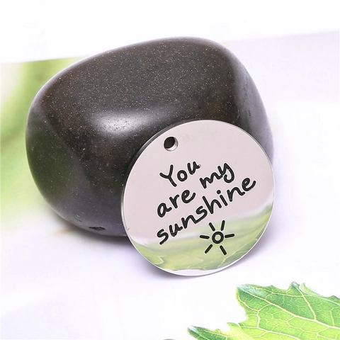 Minimalist Stainless Steel Engraved Round Pendant For Jewelry Making DIY Inspirational Quote Mirror Polished Metal Gift Tag Accessory