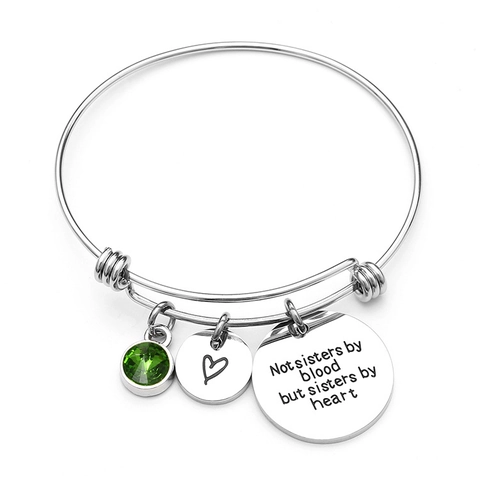 Bracciale Rigido Regolabile in Acciaio Inossidabile 316L per Donna Con Citazione Incisa Ciondolo a Cuore Pietra Natale Gioielli Regalo