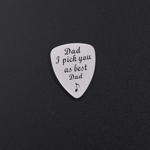 Brushed Stainless Steel Guitar Pick Dad I Pick You As Best Dad Engraved Music Note Heartfelt Father Day Gift Silver