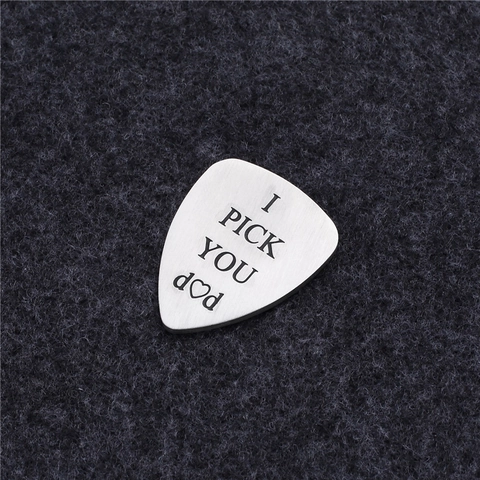 Edelstahl Gitarrenplektrum Graviert I Pick You Dad Tropfenform Anhänger Vatertag Geschenk Schmuck Zubehör Silberton