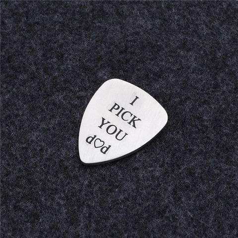 Roestvrijstalen Gitaarplectrum Gegraveerd I Pick You Dad Traanvorm Hanger Vaderdag Cadeau Sieraden Accessoire Zilverkleurig