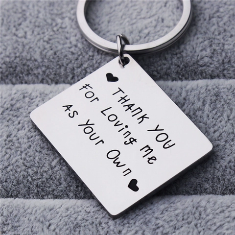 Titanium Steel Tree Of Life Keychain Thank You For Loving Me As Your Own Engraved Key Ring For Birthday Graduation Gift