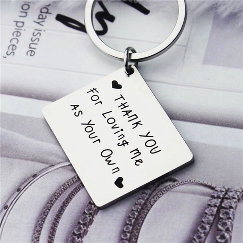 Titanium Steel Tree Of Life Keychain Thank You For Loving Me As Your Own Engraved Key Ring For Birthday Graduation Gift