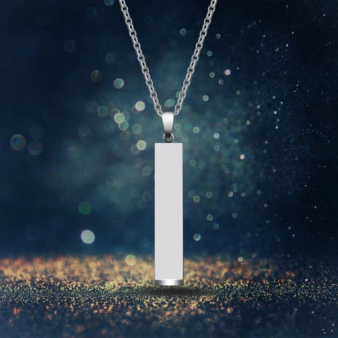 Collana Minimalista con Ciondolo a Barra Lunga Geometrica 3D in Acciaio Inossidabile 316L per Uomo Donna Gioielli Unisex