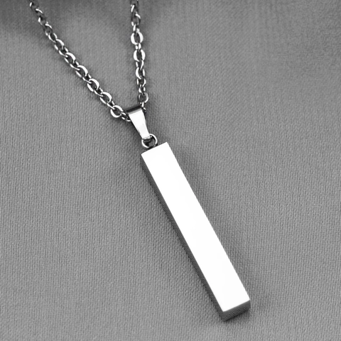 Collana Minimalista con Ciondolo a Barra Lunga Geometrica 3D in Acciaio Inossidabile 316L per Uomo Donna Gioielli Unisex