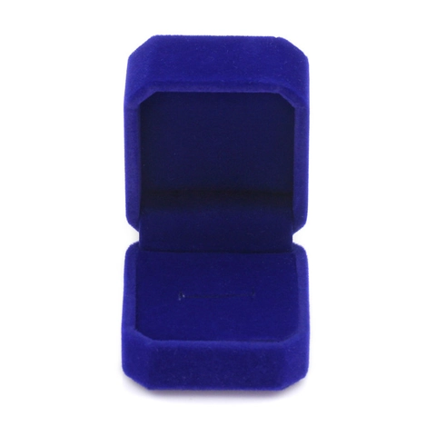 Blue Flocked Paper Jewelry Box Octagonal Velvet Texture Ring Necklace Bracelet Gift Packaging Storage Case Organizer