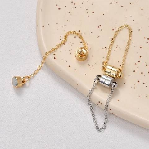 Kupfer Magnetverschluss Schmuck Mit Sicherheitskette Gold Silber Galvanisiert Verbindungsschnalle Für Halskette Armband DIY