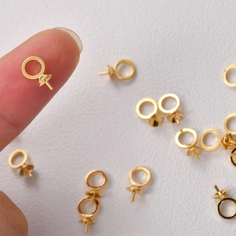 Connettore per Pendente a Calotta in Rame Placcato Oro 18K Componenti per Gioielli Fai-da-Te per Pendenti con Perle