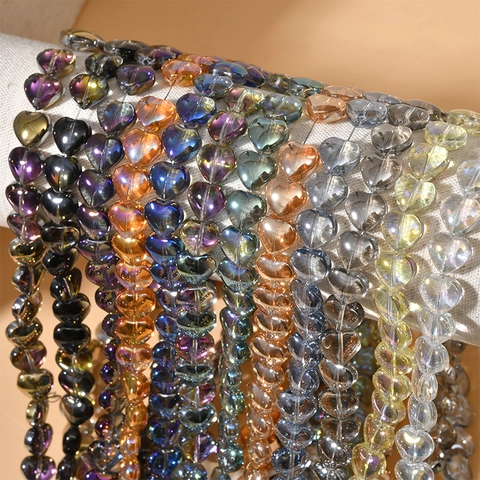 Herzform Bunte Glasperlen Galvanisierte AB Kristall Lose Perlen Für DIY Schmuckherstellung Armband Halskette Zubehör