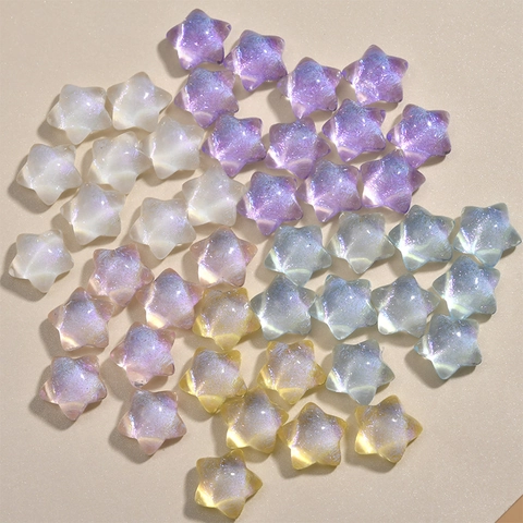Perles Étoile en Résine Aurore Breloques Étoile à Cinq Branches Irisées pour Création Bijoux DIY Accessoires Cheveux