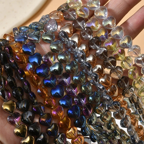 Herzform Bunte Glasperlen Galvanisierte AB Kristall Lose Perlen Für DIY Schmuckherstellung Armband Halskette Zubehör