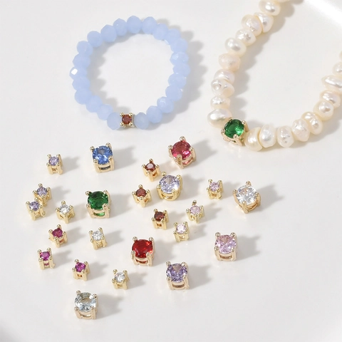 Micro-Ingelegde Zirconia Ronde Afstandsperlen Vergulde Koperen Mini Kraaltjes Voor DIY Armband Ketting Sieraden Maken