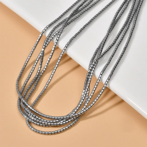 Natural Hematite Cylinder Beads Small Loose Stone Beads For DIY Jewelry Making Bracelet Necklace Earring Accessory Iridescent
