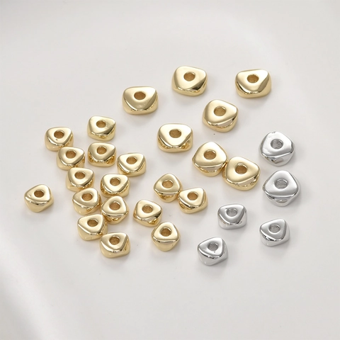 Perles En Vrac En Cuivre Plaqué Or 14K Perles d'Espacement Triangulaires Irrégulières Pour Bricolage Bracelet Collier Boucle d'Oreille Bijoux