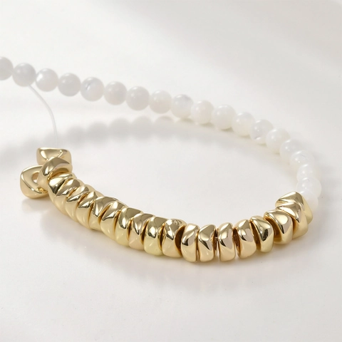 Perles En Vrac En Cuivre Plaqué Or 14K Perles d'Espacement Triangulaires Irrégulières Pour Bricolage Bracelet Collier Boucle d'Oreille Bijoux