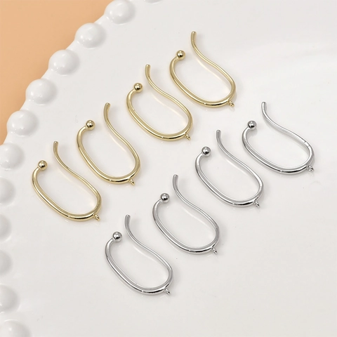 Crochets de Boucles d'Oreilles DIY en Cuivre Plaqué Or 14K Composants d'Oreille en U pour la Fabrication de Bijoux Accessoires en Métal