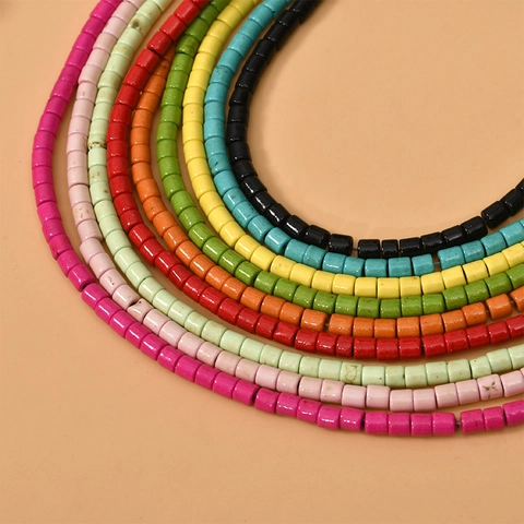 Cuentas de Tubo de Turquesa Teñida Cuentas Espaciadoras Cilíndricas para Creación de Joyas DIY Pulsera Collar Artesanía